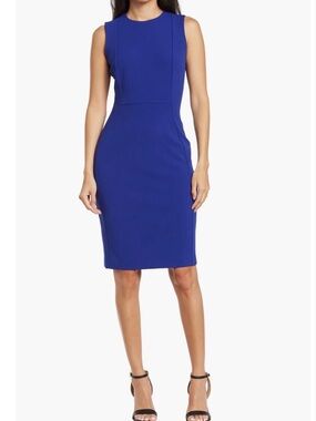 Calvin Klein Cobalt Sleeveless Sheath Midi Dress